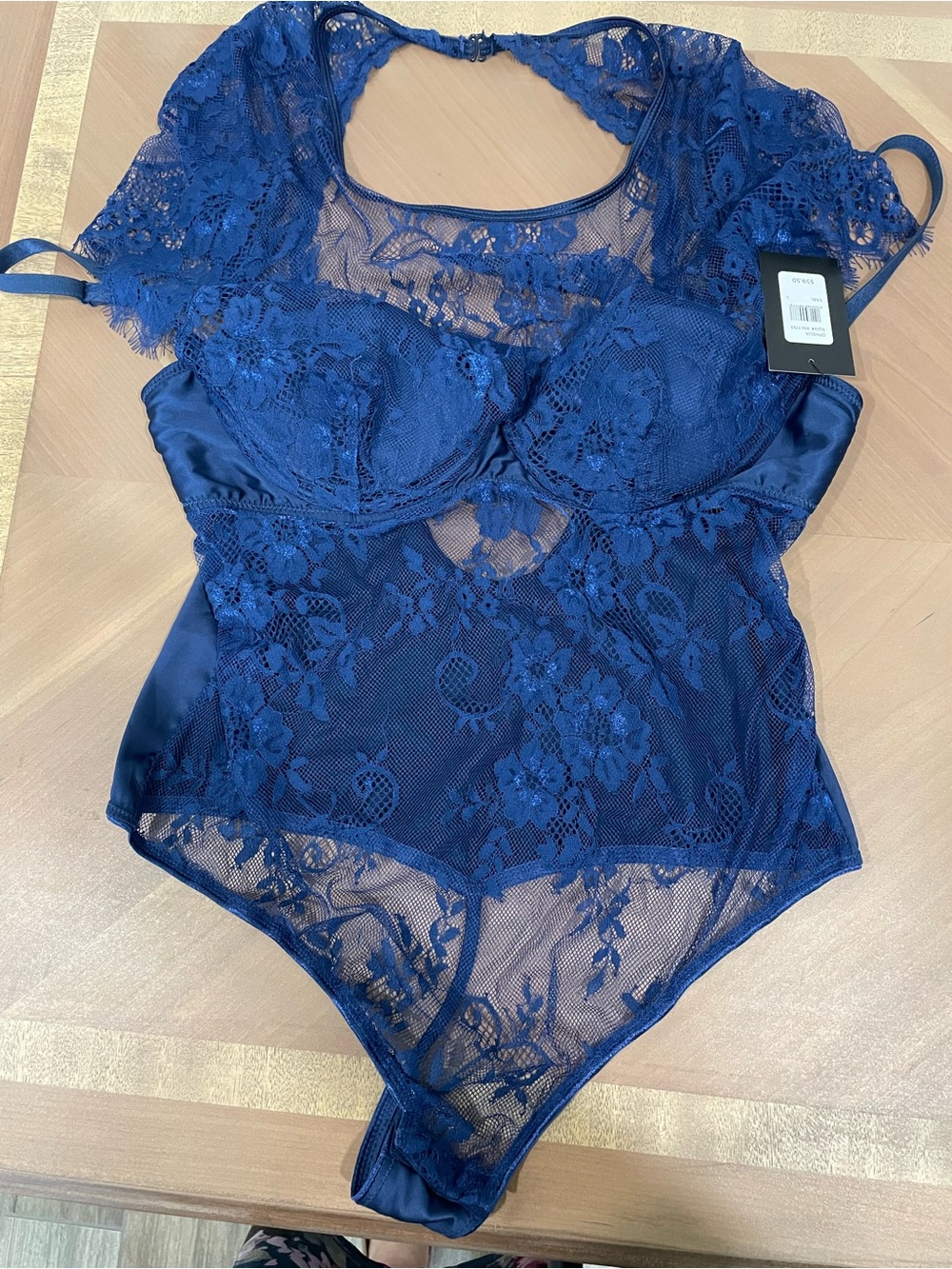 Frederick's of Hollywood Navy Blue Lace Bodysuit